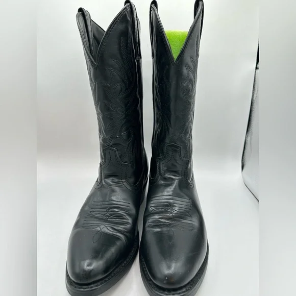 Laredo Boots 4240 Paris Lea Vamp Fox & Front Shaft Cowboy Black Leather Sz 9 - Picture 9 of 13